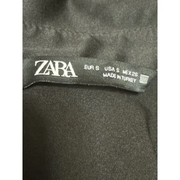 Zara Women's Black Long Sleeve Button Down Shirt Blouse Bodysuit Top Size S - Picture 4 of 5